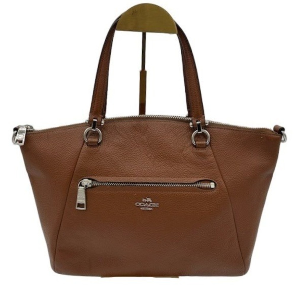 Coach Prairie Satchel Bag Women's Saddle Brown Pebbled Leather Zip Top